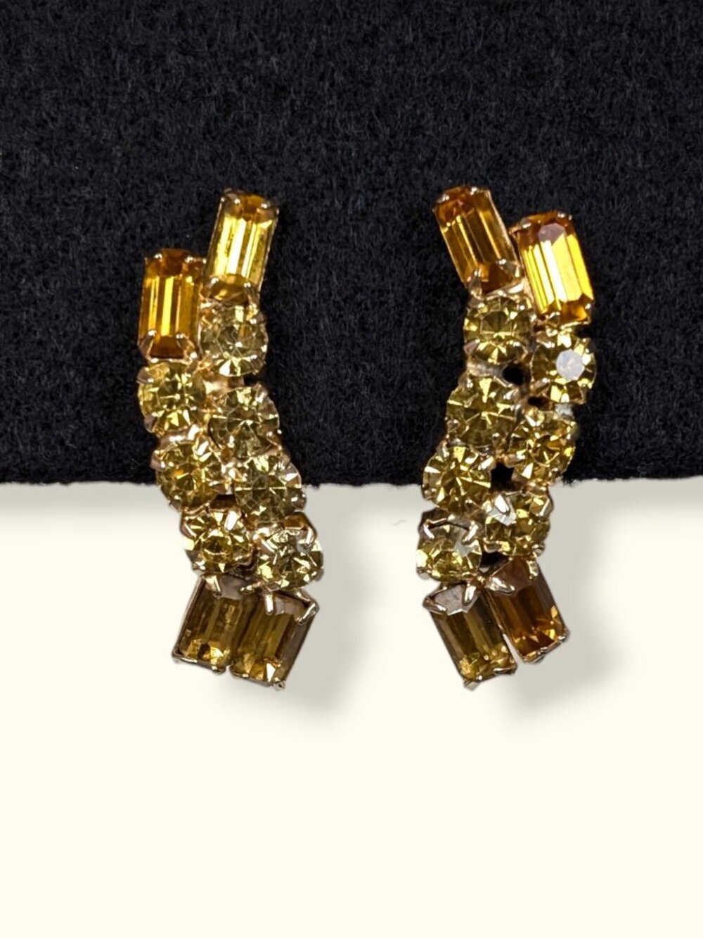 🍁V. Continental Yellow Crystal Climber Earrings